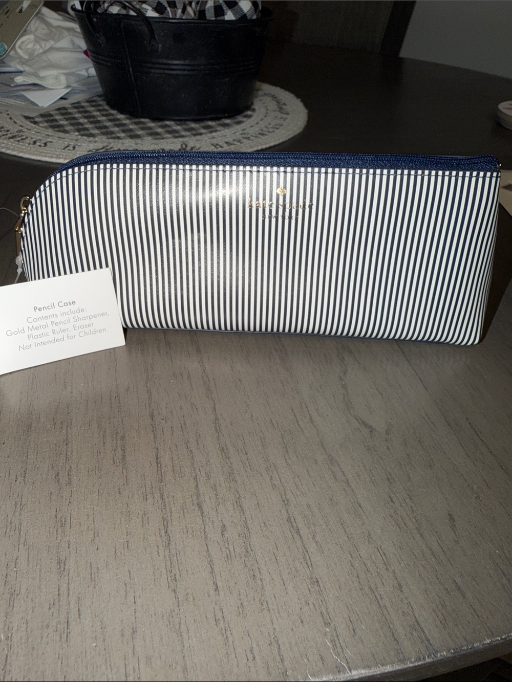 kate spade Blue & White Striped Cosmetic Pouch